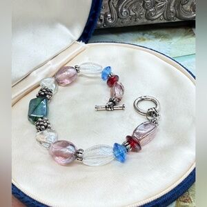 Vintage colorful art glass bead bracelet